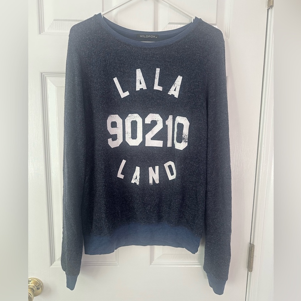 Wildfox 90210 La La Land Blue Distressed Sweatshirt